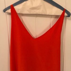 Cami, coral v-neck, M, silk front is lined. $10